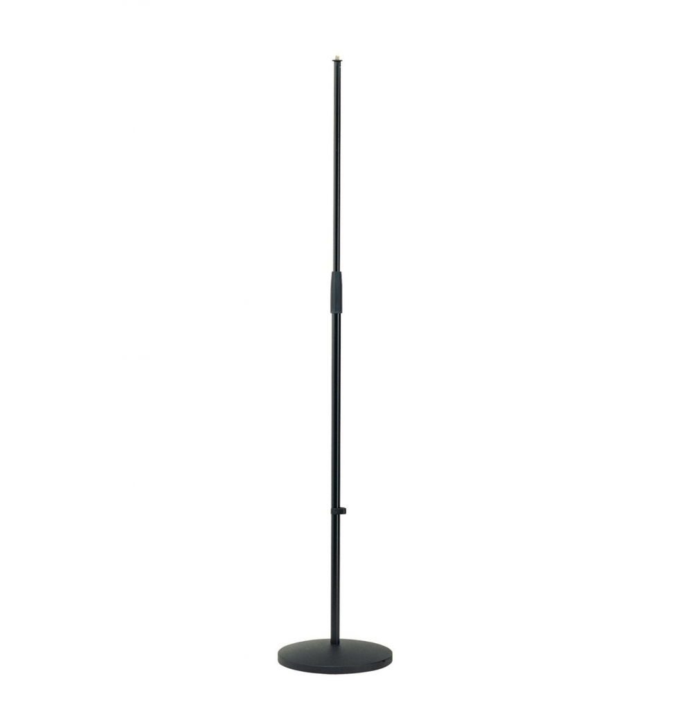 Pied Micro Droit Gravity MS 23 - Base Ronde Noire, Hauteur Max 73 Cm, Perche Télescopique 88 Cm - Stable, Réglage Précis, Bague De Couleur Interchangeable